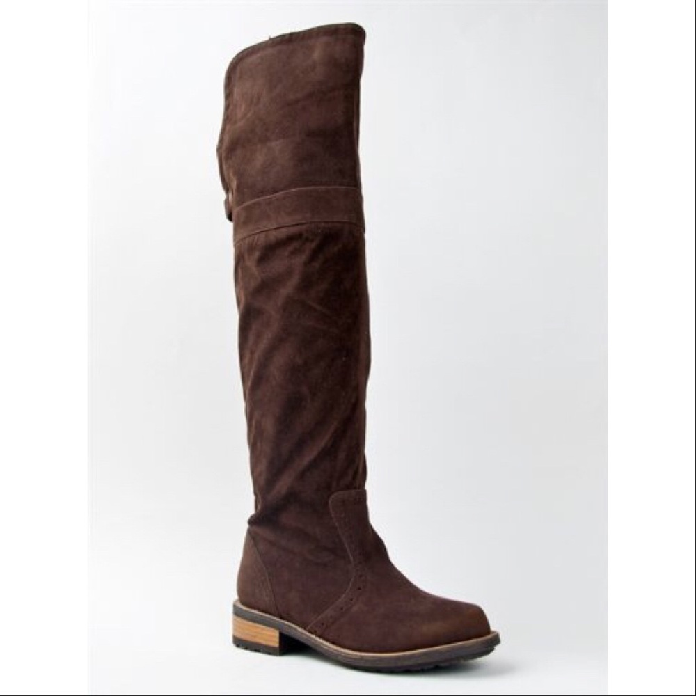 Rust Brown Fold Over Option Over The Knee Boots - Picture 2 of 3